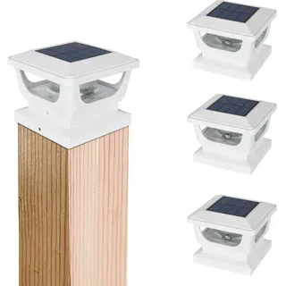 GEYUEYA Home Solar-Pfosten-Lichter, Solar-Pfosten-Kappe, IP65, wasserdicht, Solar-Zaunleuchten, für den Außenbereich, Garten, für 7,6 x 7,6 cm, 10,2 x 10,2 cm, Holzpfosten, 4 Stück