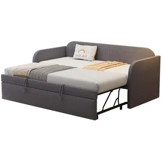 Okwish Schlafsofa, Grau, Leder, 200.5x86x99 cm, Wohnzimmer, Sofas & Couches, Schlafsofas