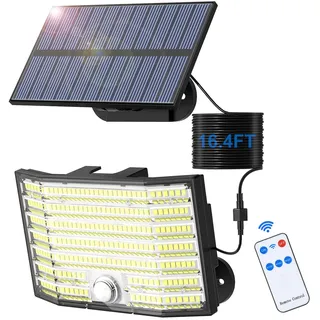 Solarlampen für Außen, 226 LED Solarleuchten Aussen mit Bewegungsmelder, 3 Modi Solar Strahler IP65 Wasserdichte, 180° Beleuchtungswinkel Solar Wandleuchte für Garten Garage mit 5m Kabel【1 Stück】