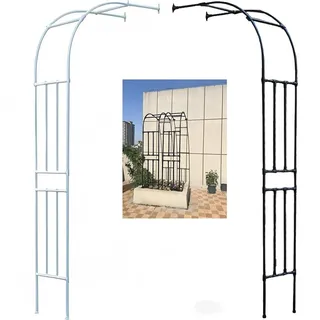 Generisch Außenbereich Gartenbogen Halbbogen Rankgitter, 10 Größen, Metall halbrund Rosenbogen, Torbogen für Kletterpflanzen, Rankhilfe Rankbogen Garage Terrasse Dekoration(schwarz,H240 x W200cm)