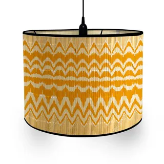 Morbuy Bambus Lampenschirm für Tischlampe, Chevron Muster Vintage Stil Durchmesser 30cm Tischlampenschirm Holz Stehlampenschirme für Deckenleuchte Stehlampe Wandleuchte (Gelb)