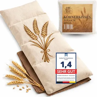 korn & kern manufaktur Körnerkissen Gross 20x50 cm – Mikrowellen Wärmekissen mit natürlichen Körnern – Wärme- & Kältetherapie – abnehmbarer waschbarer Bezug