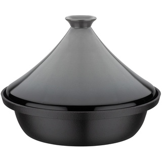 GSW Tajine 30 cm aus Gusseisen mit Keramikdeckel schwarz - grau