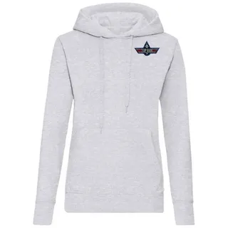 Blondie & Brownie Hoodie Damen Top Gun Brust Stick F-14 Tomcat Vintage Film Kino Maverick mit Kapuze, Bestickt grau XL