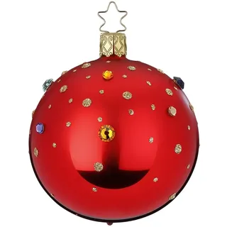 INGE-GLAS® Weihnachtsbaumkugel Funkelndes Fest, rot glanz Ø8cm (1 St), mundgeblasen, handbemalt rot