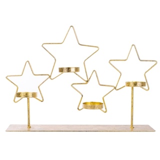 Teelichthalter mit 4 Sternen Adventskranz Adventsdeko Metalldeko Weihnachten Adventszeit Golddeko Kerzenhalter Weihnachtsdeko Metallkerzenhalter Sternendeko