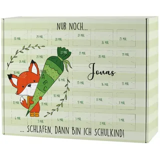 Striefchen® Schulstart-Countdown-Kalender zum selber Befüllen mit Personalsierung 30 Türchen zum Schulanfang Schlauer Fuchs