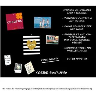 queence Magnetfolie Magnetische Tafelfolie, (Komplett-Set, 1St), Tafel-Wandtafelfolie-Magnetfolie, selbstklebend, Kreide+Neodym-Magnete schwarz 75 cm x 100 cm x 0,1 cm
