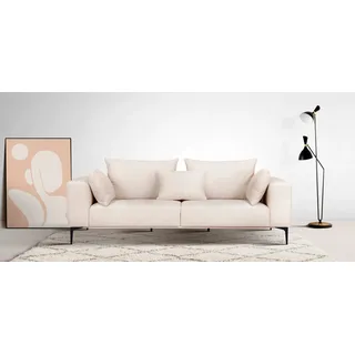 3-Sitzer GUIDO MARIA KRETSCHMER HOME&LIVING "BENTE" Sofas Gr. B/H/T: 235 cm x 85 cm x 105 cm, Velours, beige (creme) 3-Sitzer Sofas mit schwarzen Metallfüßen