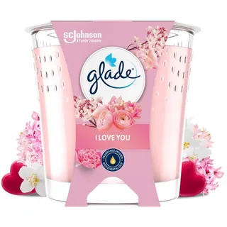 Glade Vegane Duftkerze mit ätherischen Ölen – neue Formel ohne Palmöl – I Love You – 1 Kerze