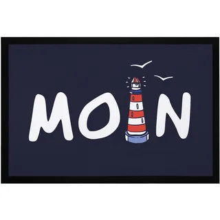 MoonWorks® Fußmatte Moin maritim Leuchtturm norddeutsch Hallo Willkommen rutschfest & waschbar Schwarz 60x40cm
