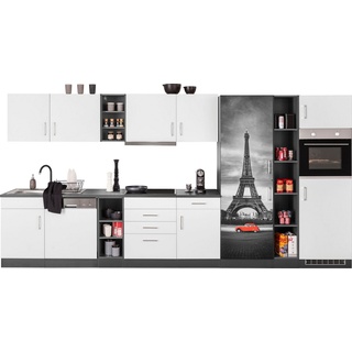 HELD MÖBEL Küchenzeile Paris, mit E-Geräten, Breite 400 cm weiß
