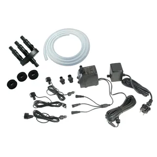 Arnusa Springbrunnen Pumpe Komplett Set mit 3er LED-Beleuchtung inkl.3 Wege Schlauchadapter, Schlauch und Schaumstoffdichtungen (1500L/H, RGB Farbwechsel)