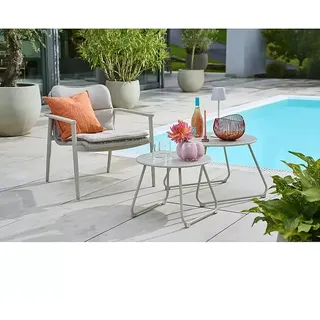 Sunfun Loungemöbel-Set Solo Rope/Sarah  (4 -tlg., Aluminium/Polyrattan/Stahl, Light-Greige)