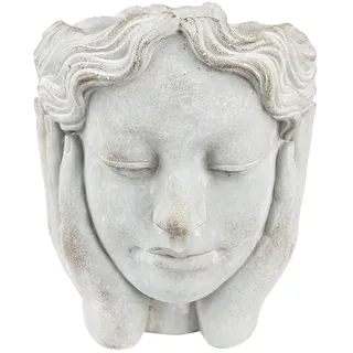 Clayre & Eef Blumentopf Kopf Ø 11x20 cm Grau Stein Pflanzentopf