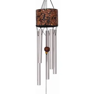 Aluminium Klangspiel, Exotisches Windspiel in 2 Größen - Bambus, Braun, Aluminium,Bambus, Größe: Klein (55 cm)