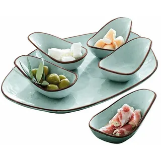 Mirabeau Geschirr-Set Servierschälchen 6er Set Biarré türkis, Steinzeug blau