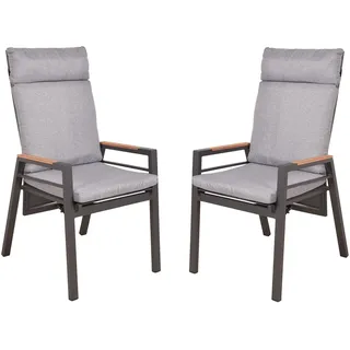 Garden Pleasure MATERA Hochlehner 56,5 x 65 x 110 cm grau/schwarz 2 St.