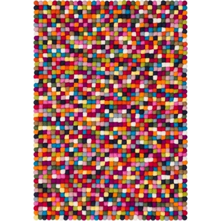 Wollteppich Lotte Filzkugelteppich eckig, myfelt, eckig, multifarben bunt, 100% reiner Schurwolle 180 cm x 260 cm