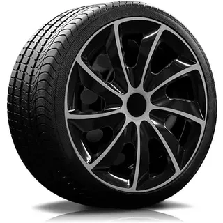 16 Zoll 16" RKK02 schwarz/Silber Radkappen Radzierblenden 4 Stück | Passgenau für fast alle gängigen 16" Stahlfelgen. Einfache, schnelle Montage