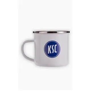 Karlsruher SC Becher Karlsruher SC Tasse Logo Emaille weiß, Emaille blau