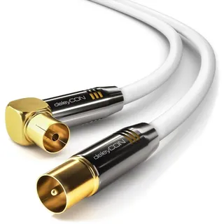deleyCON deleyCON HDTV TV Antennen Kabel 3m - 1x 90° gewinkelt 3m Stecker zu TV-Kabel