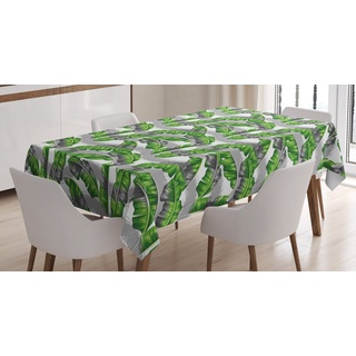 Abakuhaus Tischdecke Farbfest Waschbar Für den Außen Bereich geeignet Klare Farben, Boho Banana-Blätter-Entwurf grau|grün 140 cm x 240 cm