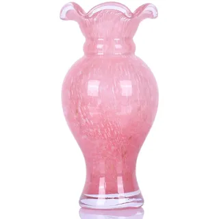 Mundgeblasene Glasvase, rosa Glasvase mit breiter Öffnung, dekorativer Mittelpunkt für Büro, Esstisch, Kaminsims und Hochzeitstisch
