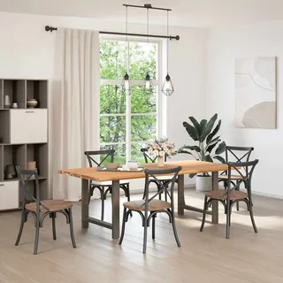 vidaXL Esstisch Hellbraun 220x100x74 cm Massivholz Eiche Rechteckig