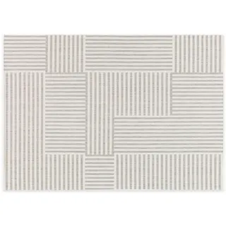 DomDeco In- & Outdoor Teppich Joris - wetterfest & robust für Terrasse/Balkon oder Innenräume, 100% aus recycelten PET-Flaschen, Creme-Grau in 200 x 290 cm