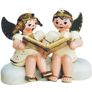 Engelpaar-Weihnachtsgeschichten - 6,5cm / Weihnachtsengel - Original Erzgebirge Engel -Hubrig Volkskunst