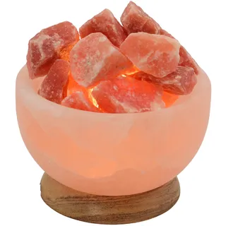 Salzkristall-Tischlampe HIMALAYA SALT DREAMS "Salzkristallschale" Lampen Gr. Ø 13 cm Höhe: 15 cm, orange Dekoleuchten Handgefertigt aus Salzkristall - jeder Stein ein Unikat, H: ca.15 cm