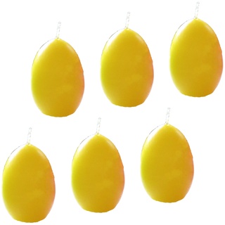 AUSWAHL Farbe + Menge - Eikerzen Dekoeier Kerze Osterei Eierkerzen farbig sortiert 4,5 x 6,5 cm - hier: 6 Stück [gelb]