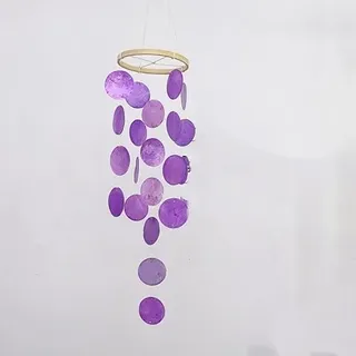 Windspiel, Boho Deko Muschel Traumfänger Girlanden Capiz Muschel-Windspiele für den Außenbereich 73cm Länge Hängen Ornament Wandbehang Anhänger Geschenke für Terrasse, Garten, Hofdekoration -Lila