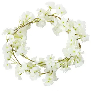 Kunstranke Künstliche Blumne Kirschblüten Girlande 180cm Blumengirlande Blumen Hangend Vine Seidenblumen Girlande Deko, Diwzbyn, für Garten Hochzeit Party Wanddekoration weiß