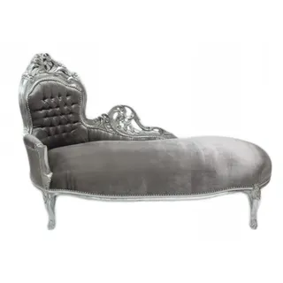 Casa Padrino Barock Chaiselongue "King" Grau/Silber Mod2 - Recamiere Liege Wohnzimmer