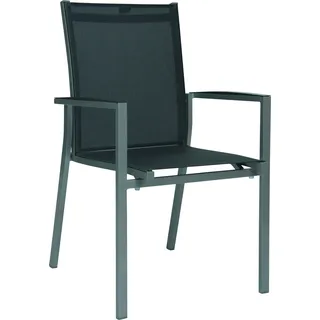 STERN Stapelsessel NEW LEVANTO, Aluminium Graphit / Textilen Silbergrau / Alu-Armlehnen Anthrazit - Auslaufartikel