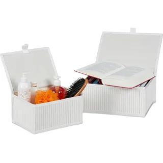 Relaxdays Aufbewahrungskorb 2-tlg. Set 32 x 32 x 32 cm Weiß