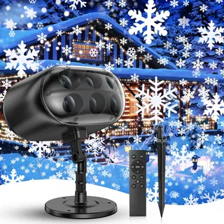 Projektor Weihnachten Aussen - Große Dynamische LED Schneeflocken Projektor | mit Fernbedienung Timer, Wasserdicht Weihnachtsbeleuchtung außen für Garten Fenster Wand Hof Party Weihnachtsdeko