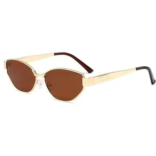 EJDHA Vintage Damensonnenbrille mit goldenem Metallrahmen, Cat-Eye-Sonnenbrille, dekorative Outdoor-Sonnenbrille, UV-Schutz - Einheitsgröße