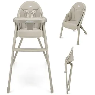 Hochstuhl Kinderkraft DINNLY faltbar, mitwachsend, 5-Punkt-Gurt, Tablett, Fußstütze, wasserfester Einsatz, Beige - Beige