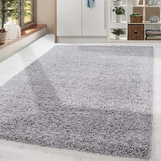 HomebyHome Shaggy Teppich Wohnzimmer 160 x 230 cm - Shaggy Teppich Hochflor Hellgrau Extra Weich und Flauschig - Waschbarer Langflor Teppiche für Schlafzimmer, Küche, Flur - Carpet, Halı, Kilim