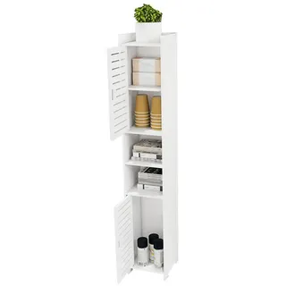 JEOBEST Badkommode Badzimmerschrank Schmal, Badschrank hoch, Beistellschrank, Platzsparendes Badmöbel, Weiß 117x26x22cm weiß