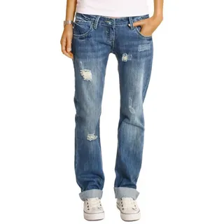 be styled Boyfriend-Jeans lockere Damen Hüftjeans Hosen destroyed relaxed Fit - j1z 5-pocket 36