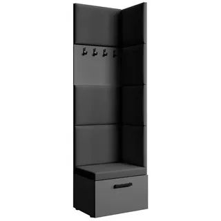 Beautysofa Garderobenschrank mit gepolsterten Paneelen MARGARET V modernes Design, mit praktischen Kleiderhaken grau