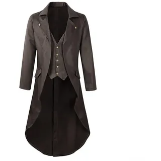 Herren Renaissance viktorianischer Smoking Gothic Steampunk Gentleman Frack Trenchcoat geeignet für Herbst Frühling Sommer Winter (XL Braun)