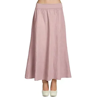 Caspar Faltenrock RO019 Damen langer Maxi Sommer Leinenrock mit figurfreundlichem Stretch Bund - Made in Italy rosa XL - DE42 UK14 IT46 ES44 US12