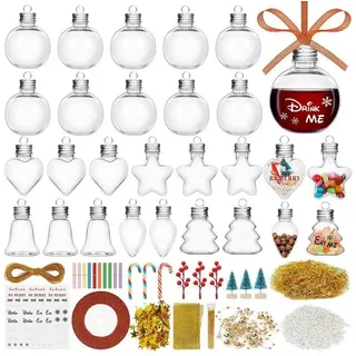 LuxusKollektion Christbaumschmuck Weihnachtskugeln befüllbar 26 Stück Klar weiß