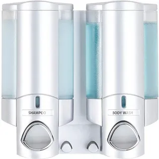 Famanu Seifenspender mit zwei Fächern – Satin – Wandspender für Bad und Dusche