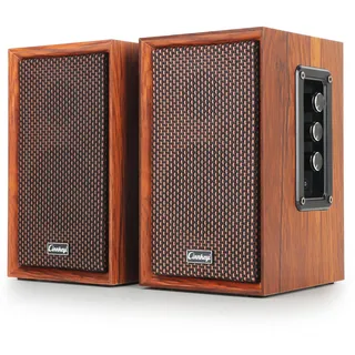 【2026 Upgrade】 Aktive Regallautsprecher 40W Hi-Fi (DSP) PC-Lautsprecher mit kraftvollem Bass, Bluetooth/USB/RCA/AUX Eingang – 2.0 Holz-Lautsprecher für Computer, Laptop, Plattenspieler, TV